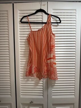 Collective Concepts Orange and Cream Printed Top